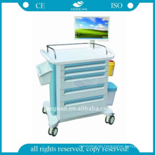 AG-WNT001 emergency cart with drawers approved ABS medical trolley